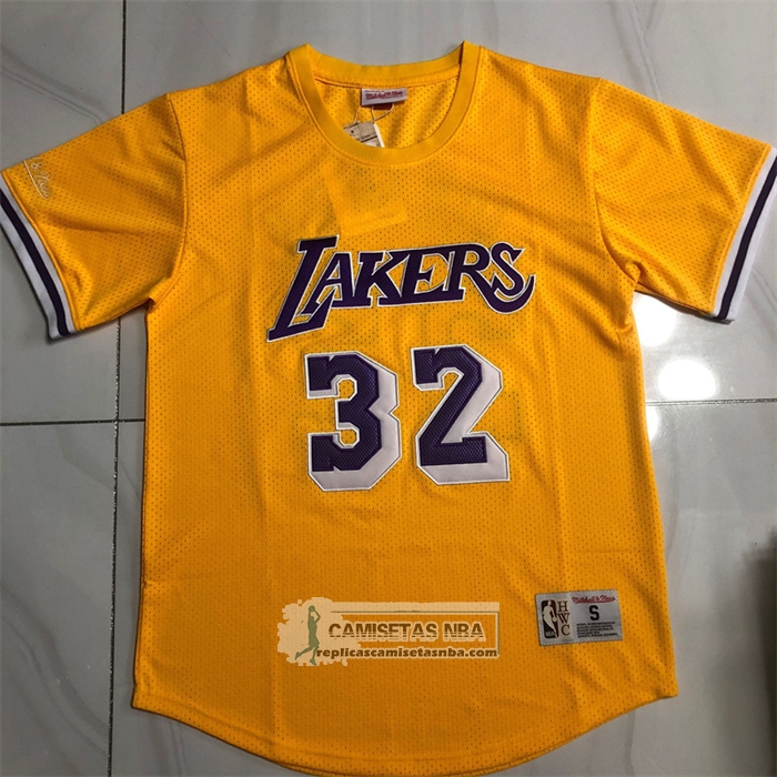Camiseta Manga Corta Los Angeles Lakers Magic Johnson NO 32 Amarillo